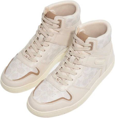 Coach Sneakers Hi Top Coated Canvas Sneaker in beige