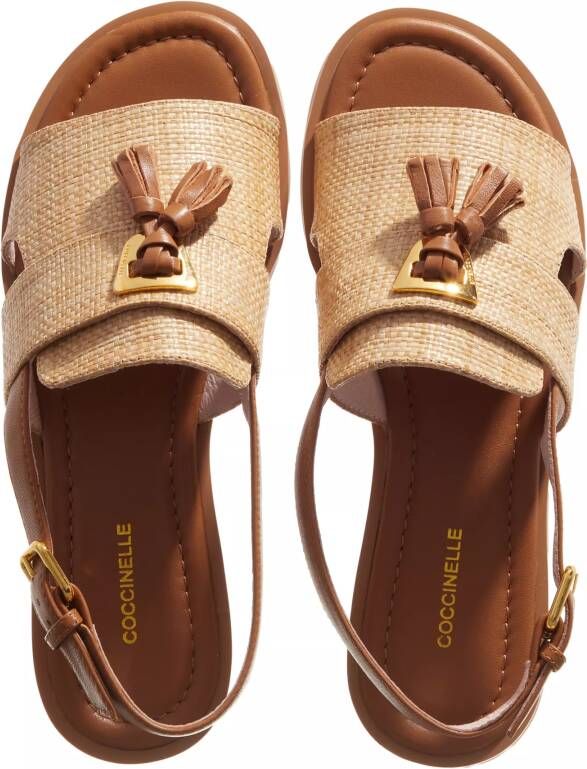 Coccinelle Sandalen Sandal Flat Straw Effect Fabric in beige