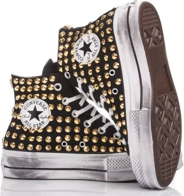 Converse Low-Top Sneakers Platform Black Gold in grijs