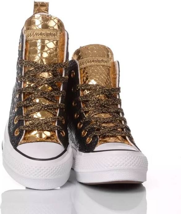 Converse Low-Top Sneakers Platform Black Gold in zwart