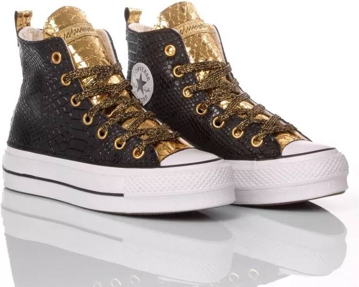 Converse Low-Top Sneakers Platform Black Gold in zwart