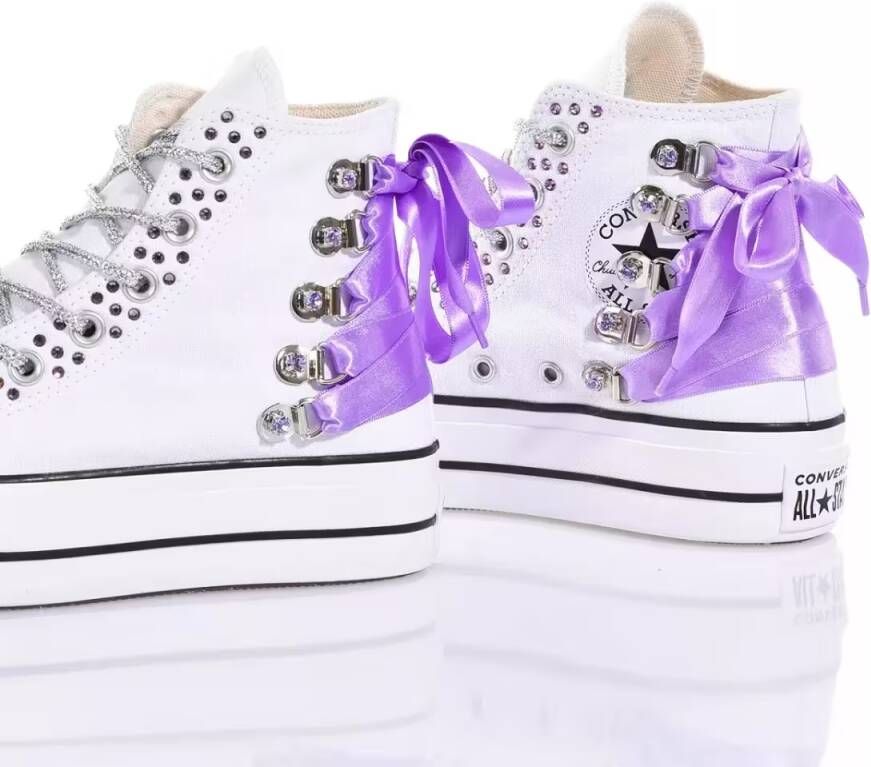 Converse Low-Top Sneakers Platform White Violet in wit