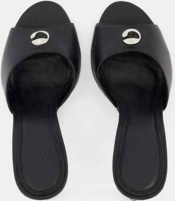 Coperni Sandalen Logo Mules Black Leather in zwart