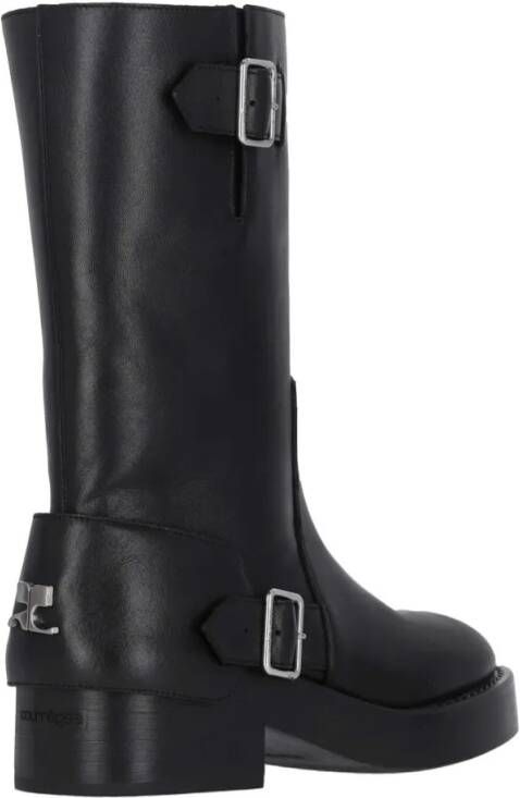 Courrèges Boots Americana Strappy Boots In Black Hammered Leather in zwart