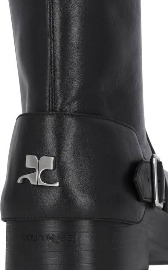 Courrèges Boots Americana Strappy Boots In Black Hammered Leather in zwart