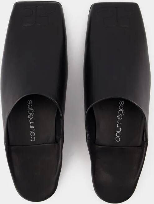 Courrèges Slippers & Mules Heritage Shadow Mules Leather Black in zwart