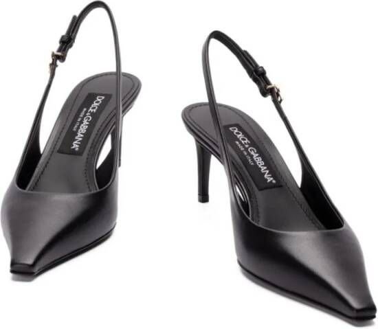 Dolce&Gabbana Hoge hakken Black Leather Slingbacks in zwart