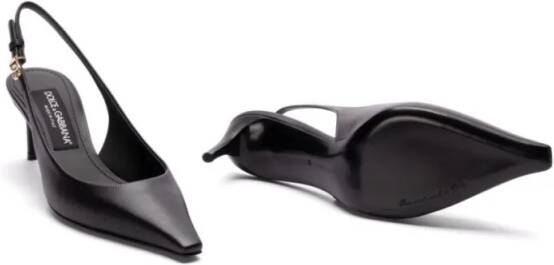 Dolce&Gabbana Hoge hakken Black Leather Slingbacks in zwart
