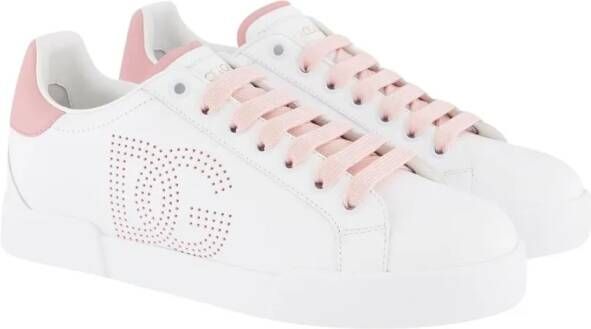 Dolce&Gabbana Low-Top Sneakers Dames Portofino Sneaker Wit Roze in wit