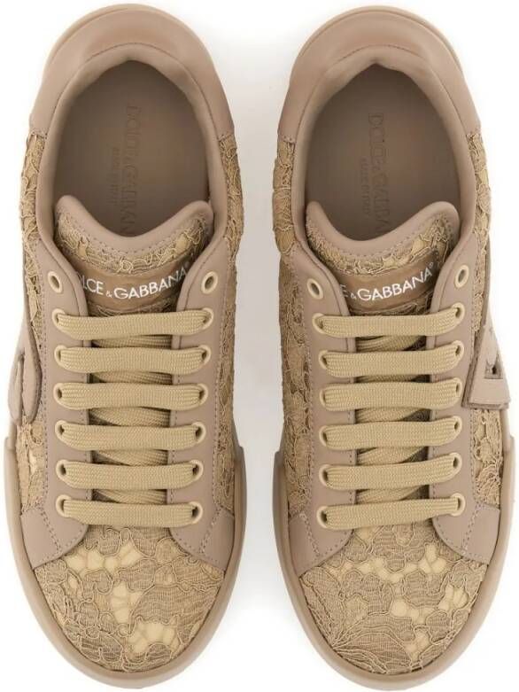 Dolce&Gabbana Low-Top Sneakers Intricately Embroidered Sneakers With Unique Mater in beige