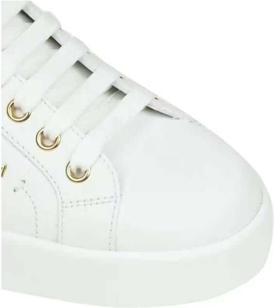 Dolce&Gabbana Low-Top Sneakers Portofino Sneakers In White Leather With Logoed Pe in wit