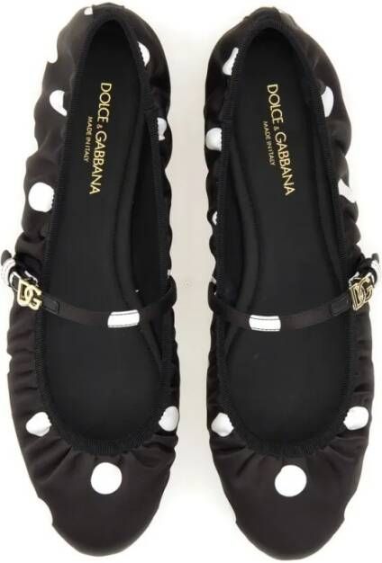 Dolce&Gabbana Printed Satin Ballerina in zwart