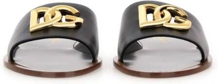 Dolce&Gabbana Sandalen Leather Slide Sandals in zwart