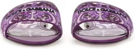 Dolce&Gabbana Sandalen Purple Slide Sandal With Intricate Embroidery in paars