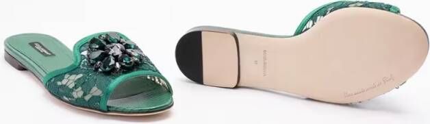 Dolce&Gabbana Sandalen `Rainbow` Slides With Brooch Detailing in groen