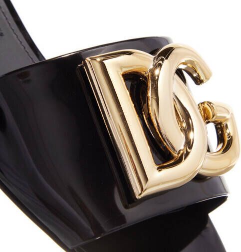 Dolce&Gabbana Sandalen Shiny Calfskin Mules With DG Logo in zwart