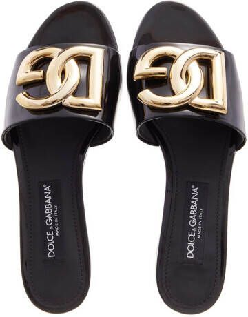 Dolce&Gabbana Sandalen Shiny Calfskin Mules With DG Logo in zwart