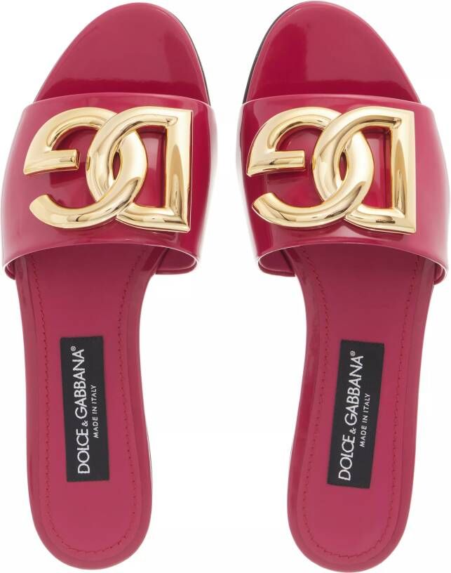 Dolce&Gabbana Sandalen Shiny Calfskin Mules With DG Logo in roze