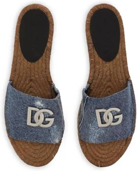 Dolce&Gabbana Slippers & Mules Dames Flower Power Blauw in blauw