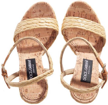 Dolce&Gabbana Sandalen Woven Raffia Platform Sandals in beige