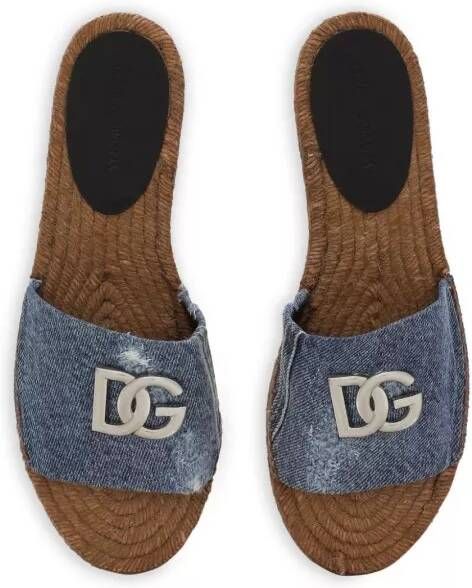Dolce&Gabbana Slippers & Mules Dames Flower Power Blauw in blauw