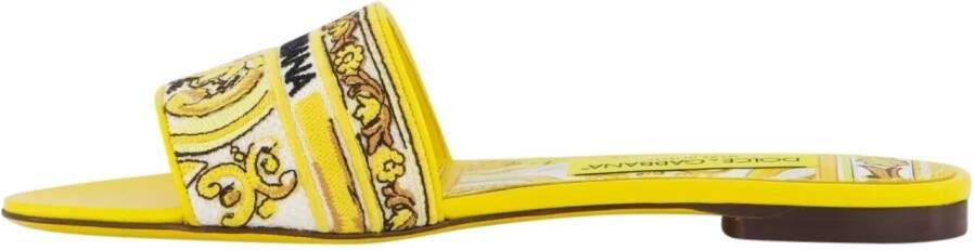 Dolce&Gabbana Sandalen Flat Tris Maiolica Mules in wit