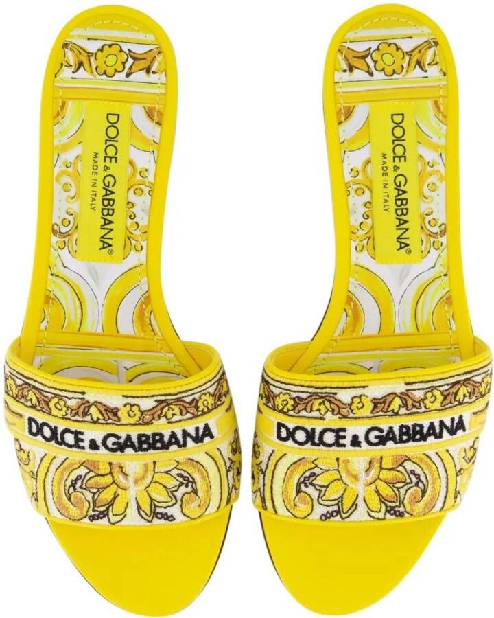 Dolce&Gabbana Sandalen Flat Tris Maiolica Mules in wit