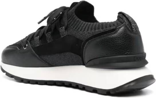 Doucal's Low-Top Sneakers Textured Black Trainers With Durable Rubber Sole in zwart