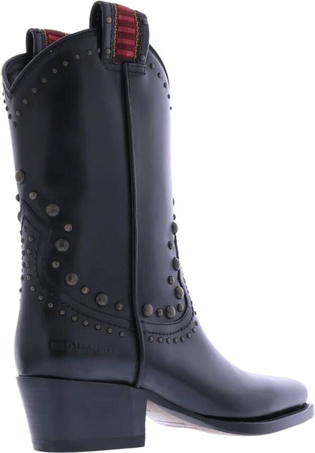 Dsquared2 Enkellaarzen Dames Flat Boot West Studs in zwart