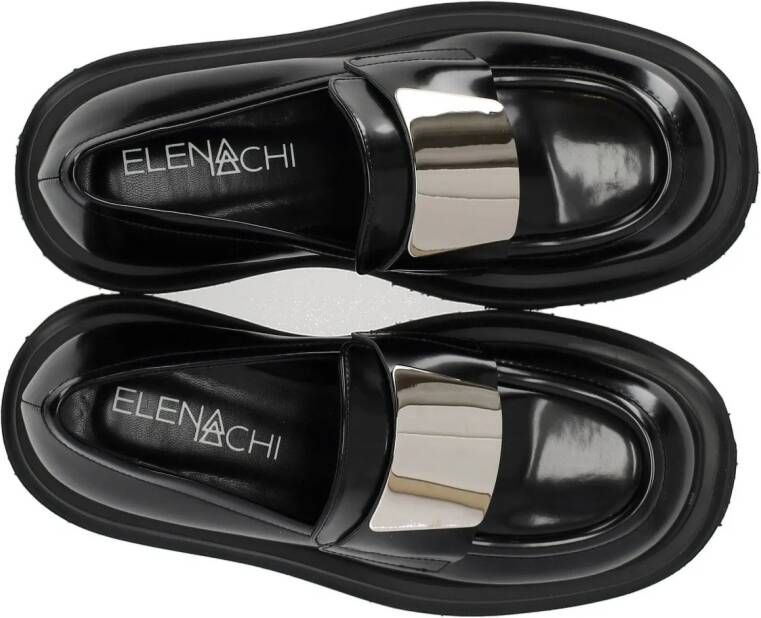 Elena Iachi Black Leather Loafer in zwart