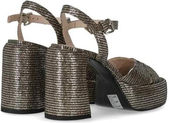 Elena Iachi Sandalen Lexy Black Gold Heeled Sandal in grijs