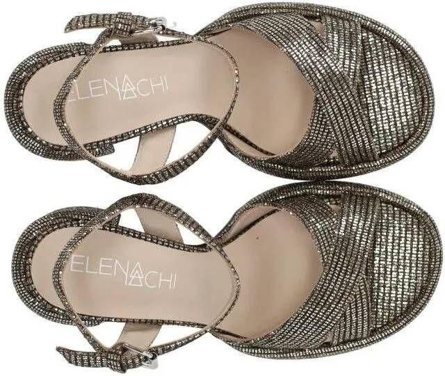 Elena Iachi Sandalen Lexy Black Gold Heeled Sandal in grijs