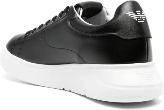 Emporio Armani Low-Top Sneakers Casual Black Leather Sneakers in zwart