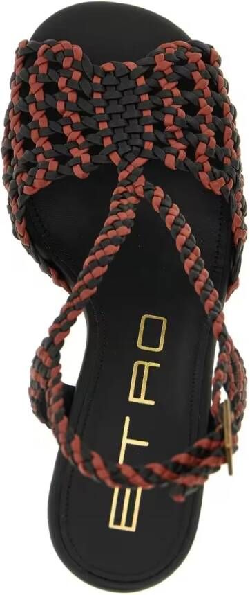 ETRO Sandalen Two-Tone Woven Fabric Sandals in zwart