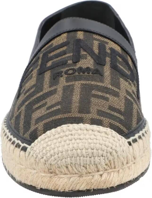 Fendi Espadrilles With Jacquard Ff Motif And Leather Acc in bruin