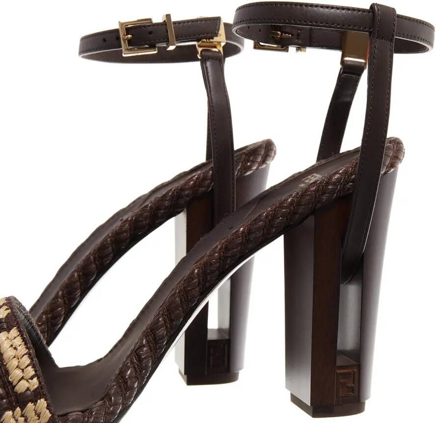Fendi Hoge hakken Delfina Raffia Sandles in bruin