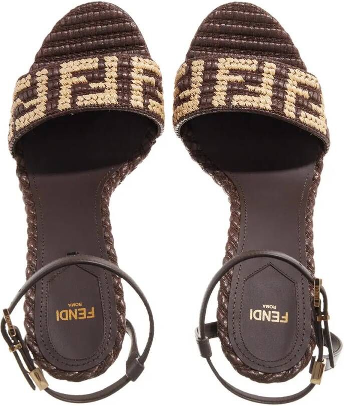 Fendi Hoge hakken Delfina Raffia Sandles in bruin