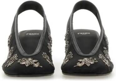 Fendi Hoge hakken Intricate Floral Embroidery Slingback Shoes in zwart