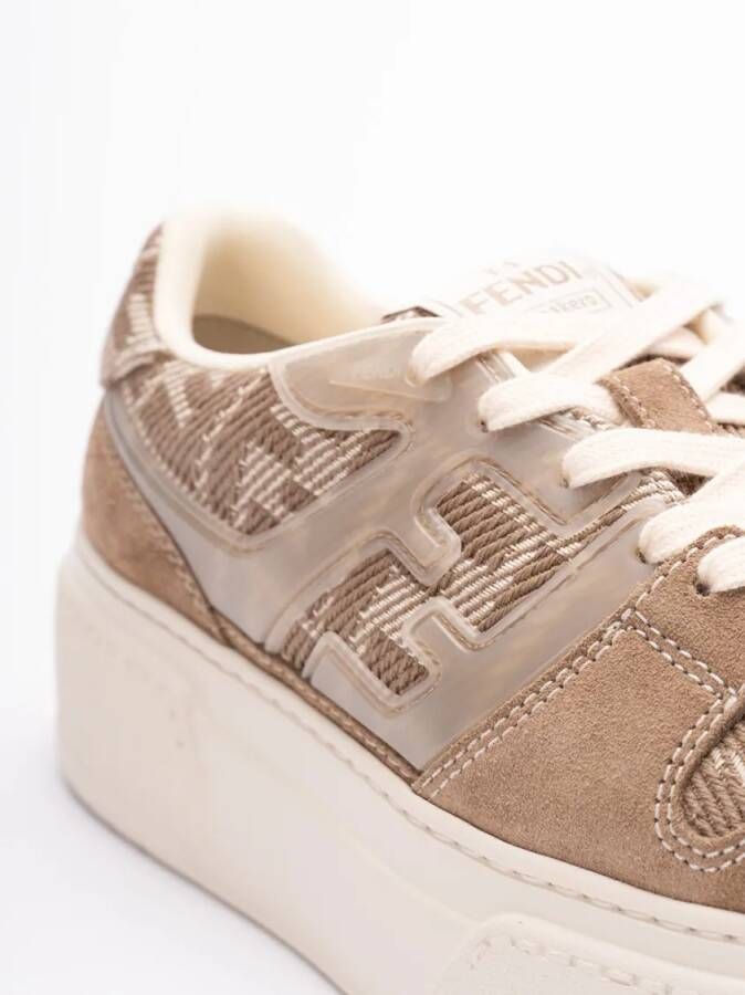 Fendi Low-Top Sneakers `Ff Match` Denim Sneakers in beige