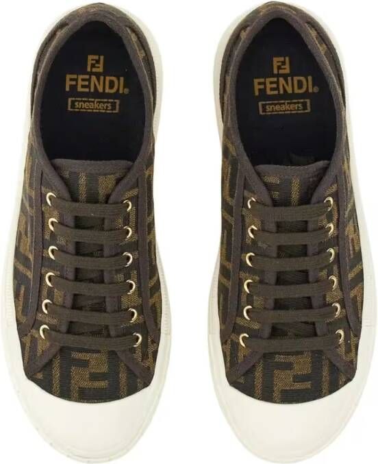 Fendi Low-Top Sneakers Low-Top Sneakers With Monogram Pattern And Gold-To in bruin