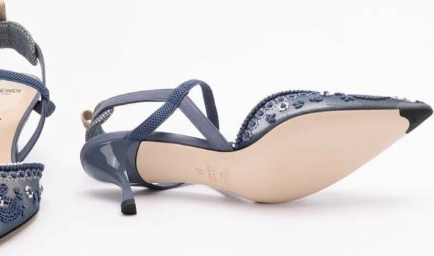 Fendi Sandalen `Colibrì Bandana` Embroidery Pumps in blauw