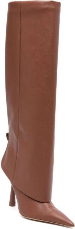 Gia Borghini Boots Brown Eco-Leather Knee-High Boots in bruin