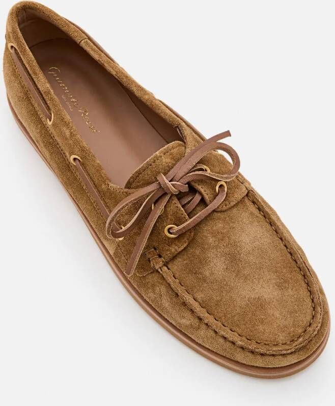Gianvito Rossi Beige Suede Loafers in bruin