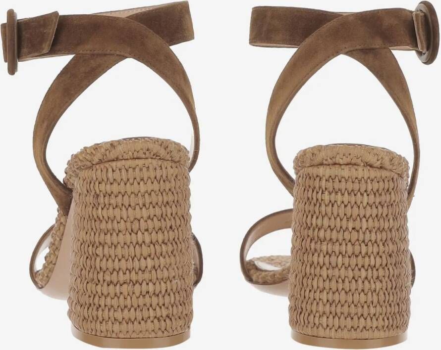 Gianvito Rossi Sandalen Suede And Raffia Sandals in bruin