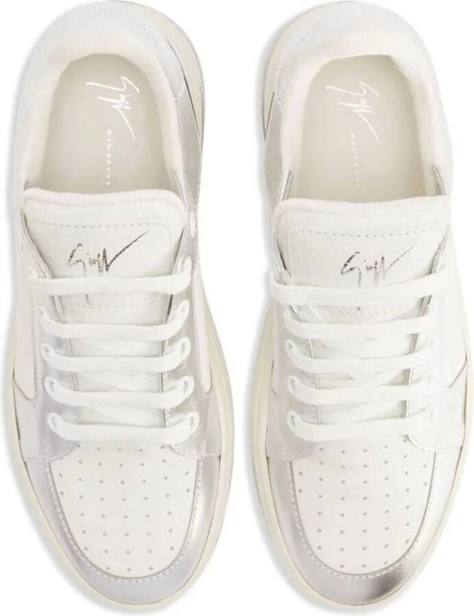 giuseppe zanotti Low-Top Sneakers witte sneakers met grijze afwerking in wit