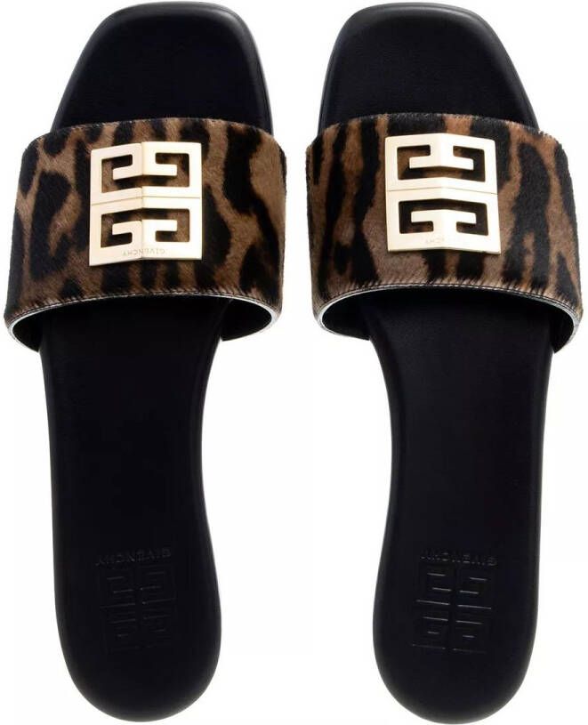 Givenchy Slippers 4G Flat Mule Leopard Print Haircalf in bruin