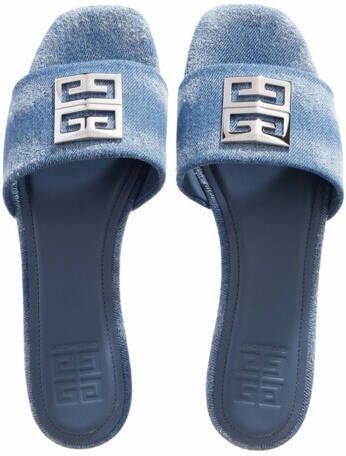 Givenchy Slippers 4G flat Mules washed denim in blauw