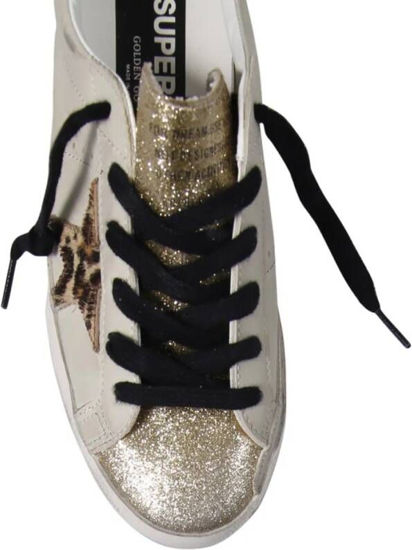 Golden Goose Low-Top Sneakers Glitter-Accented Leopard Print Sneakers in beige