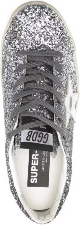 Golden Goose Low-Top Sneakers Glittering Silver-Tone Lace-Up Sneakers With Padde in grijs