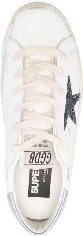 Golden Goose Low-Top Sneakers White Leather Sneakers With Glittery Star And Dist in wit